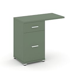 Concept Тумба приставная узкая 1 ящ.+1 распаш. фасад со свесом CN.TUS-003 W Кобо/Металл Белый 836*420*750 - Фото предпросмотра