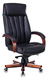 Кресло руководителя Бюрократ T-9922WALNUT черный кожа крестов. металл/дерево - Фото предпросмотра