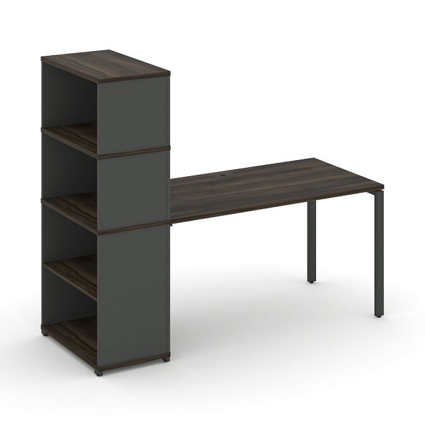 Concept Стол рабочий с опорным стеллажом с надставкой выс. CN.SP-213 Дуб Мали/Антрацит/Металл Антрацит 1400*720*1530 - Вид 1