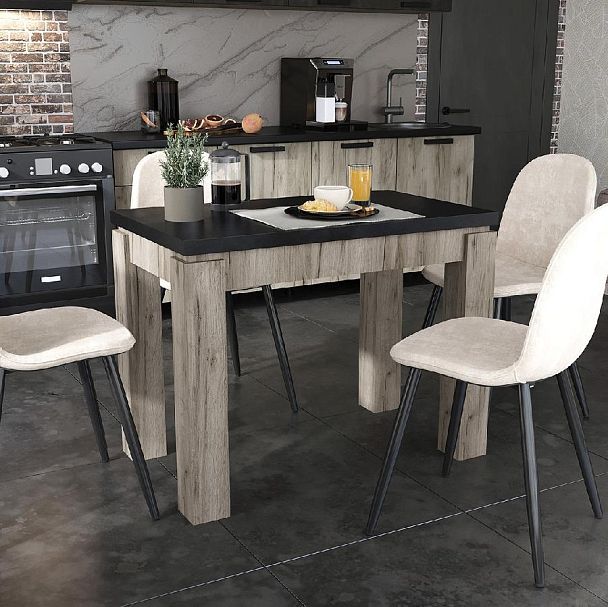 Стол Эдинбург дуб крафт серый/черный матовый - Вид 2