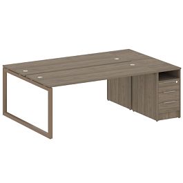 Metal System Quattro Р. ст. с тумбой на О-образном м/к 50БО.РС-СТП-2.5 Вяз/Мокко металл 2212*1475*750 - Фото предпросмотра