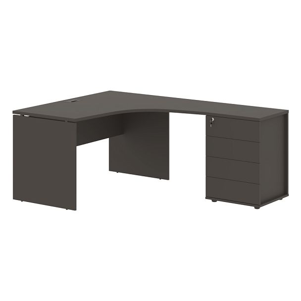 Стол эргономичный с тумбой EDCET 1318(R) Мокко/Мокко 1360х1880х750 EDIS - Вид 1