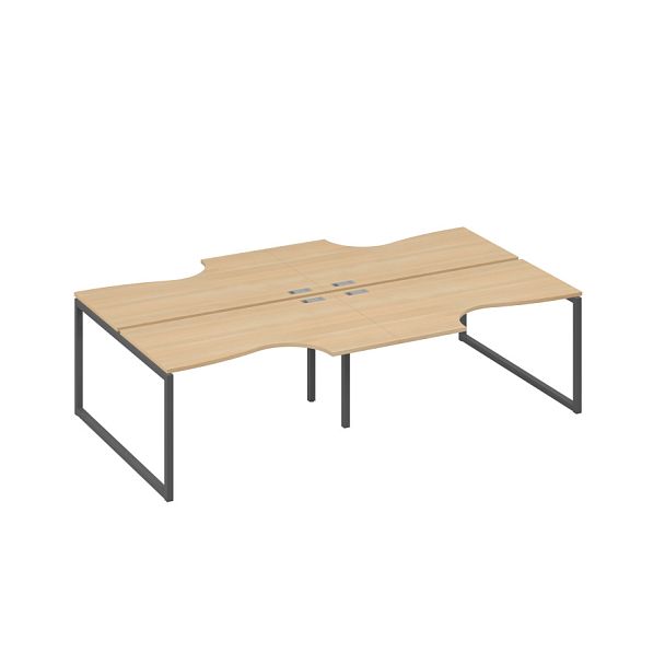 Рабочая станция (4х140) столы Классика каркас QUATTRO A4 А4 Б4 184-2 БП натуральный дуб / металлокаркас антрацит - Вид 1