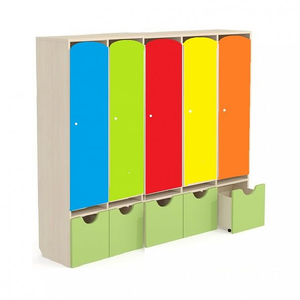 Шкаф детский с выдвижным ящиком 5-ти секционный ШДВ-001 - Вид 1