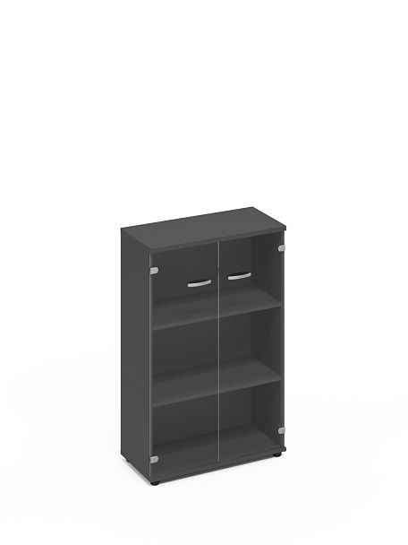 Шкаф средний со стеклом A4 А4 9366 БП антрацит премиум - Вид 1