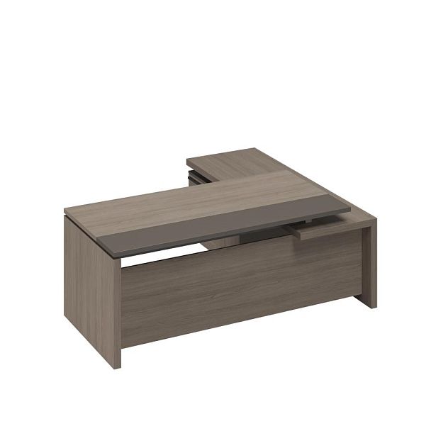 Стол руководителя с брифинг-приставкой боковой левый U.RUS РС 125 ДЧ/ЛС дуб виченца/лава серая - Вид 1