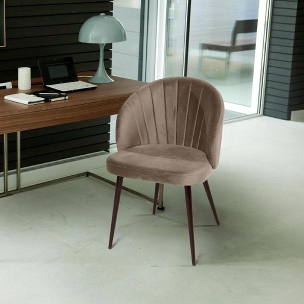 Стул Mont Blanc, бархат пепельно-бежевый 25 / черный конус - Вид 4