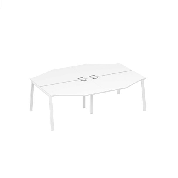 Станция на каркасе TRE столы (4х120) Техно A4 А4 Б3 186-2 БП белый премиум / металлокаркас белый - Вид 1