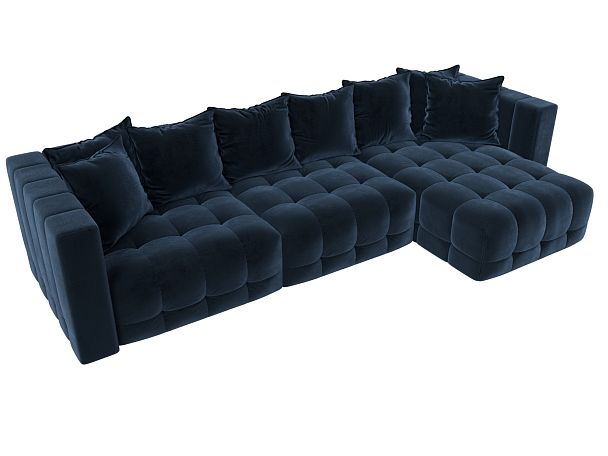 Диван угловой Лига-052 НПБ Лонг угол универсальный Велюр синий - Вид 6