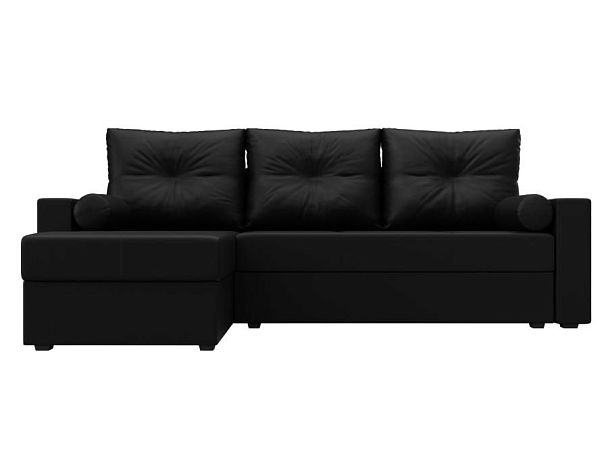 Диван угловой Верона Лайт угол левый (полностью экокожа черная) - Вид 2