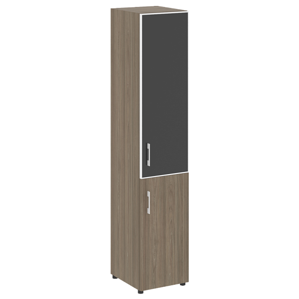 Yalta Шкаф узкий LT.SU-1.2 R (R) black Вяз/Стекло black 400*450*1987 - Вид 1