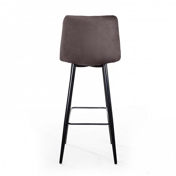 Стул барный UNO, бархат антрацит 14/ чёрный конус - Вид 6