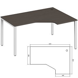 Эргономичный стол правый Trend Metal 160x120x75 тёмный дуб - Фото предпросмотра