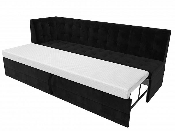 Кухонный диван Бриз с левым углом (полностью велюр черный) - Вид 6