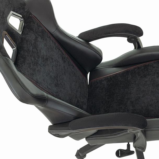 Кресло компьютерное BRABIX "Striker GM-121", синхромеханизм, 2 подушки, экокожа/велюр, черное, 532962 - Вид 15