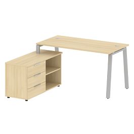 Metal System Р. ст. с тумбой на А-образном м/к БА.РС-СТС-2.3 (L) Акация/Серый металл 1500*1520*750 - Фото предпросмотра