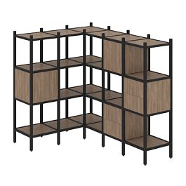 Loft Угловой внутренний стеллаж наборный VR.L-30 Дуб аризона/Чёрный металл 1278*1278*1458 - Фото предпросмотра