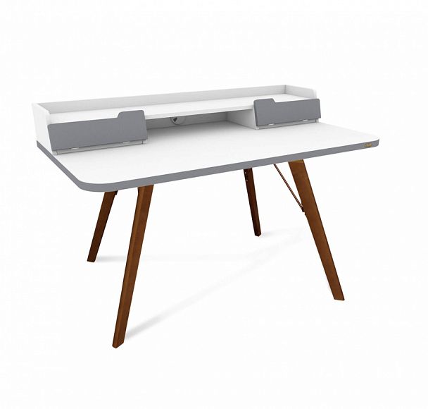 Стол рабочий Sheffilton SHT-TU9-2/TT31 120/65 ЛДСП темный орех/белый шагрень/серый - Вид 1