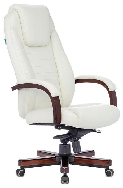 Кресло руководителя Бюрократ T-9923WALNUT слоновая кость кожа крестов. металл/дерево - Вид 1