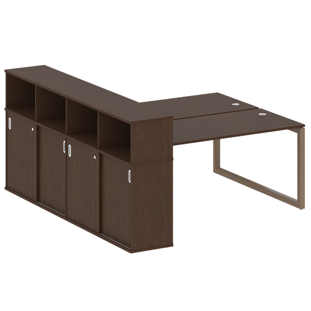 Metal System Quattro Р. ст. с шкафом-купе на О-образном м/к 50БО.РС-СШК-4.4 Т Венге/Мокко металл 2010*2332*1098 - Вид 1