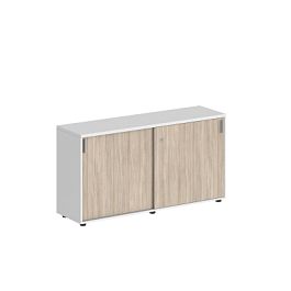 Шкаф-купе Sigma 1438х400х750 низкий, с замком / корпус: белый, фасады: дуб светлый - Фото предпросмотра