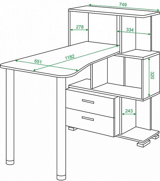 Стол компьютерный Домино СЛ-5-3СТ-2+БЯ Белый/Нельсон - Вид 2