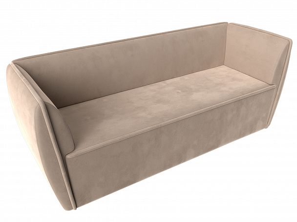 Прямой диван Бергамо 3-х местный (полностью велюр бежевый) - Вид 5
