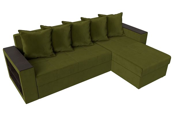 Диван угловой Дубай Лайт угол правый (полностью микровельвет зеленый) - Вид 5