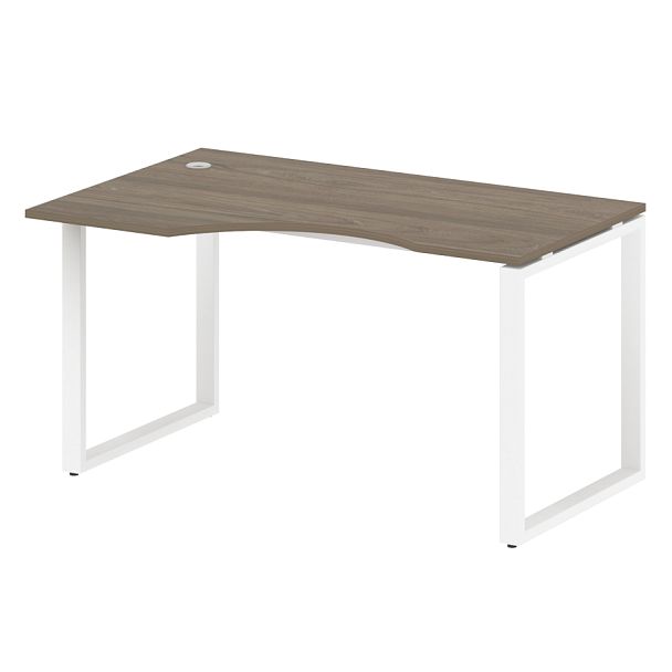 Metal System Стол криволинейный левый на О-образном м/к БО.СА-2 (L) Вяз/Белый металл 1400*900*750 - Вид 1