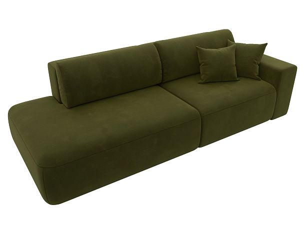Диван прямой Лига-036 Модерн подлокотник справа Микровельвет зеленый - Вид 6