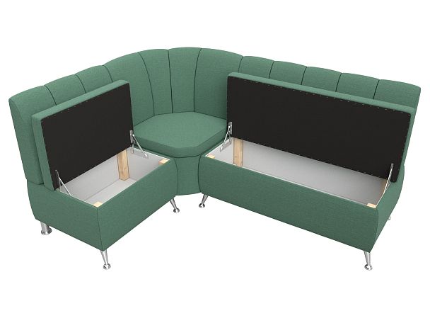 Диван кухонный угловой Кантри левый угол Рогожка зеленый - Вид 6