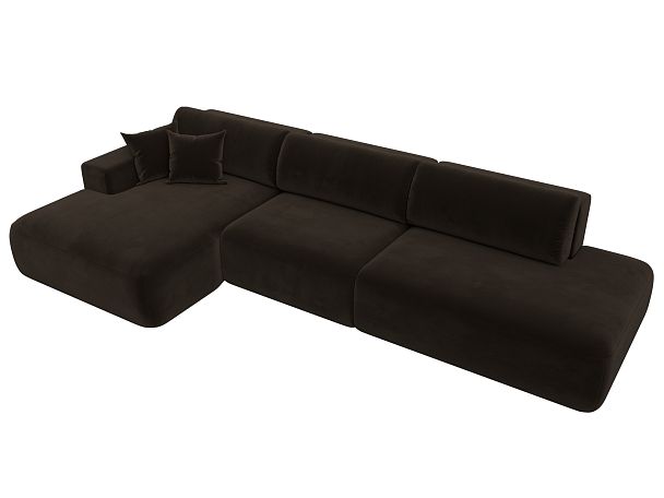 Диван угловой Лига-036 Модерн Лонг левый угол Микровельвет коричневый - Вид 5