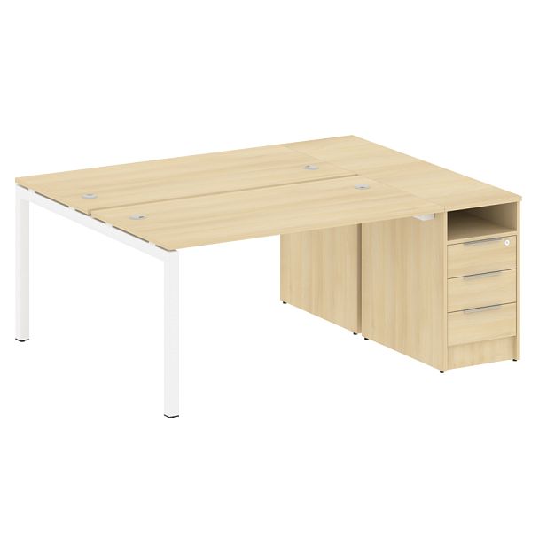 Metal System Quattro Р. ст. с тумбой на П-образном м/к 50БП.РС-СТП-2.3 Акация/Белый металл 1812*1475*750 - Вид 1