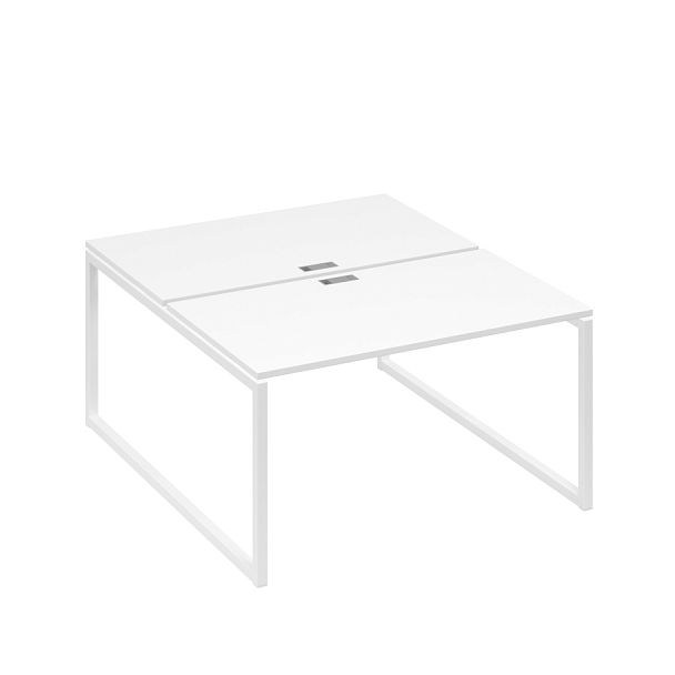 Рабочая станция QUATTRO (2х140) опоры металлокаркас A4 А4 Б4 177 БП белый премиум / металлокаркас белый - Вид 1