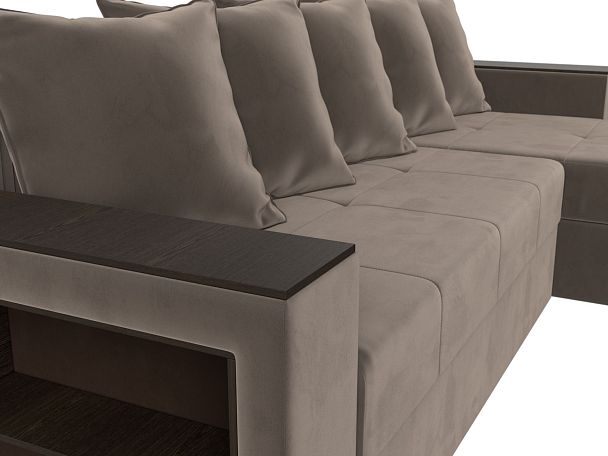 Диван угловой Дубай Лайт угол правый (полностью велюр коричневый) - Вид 4