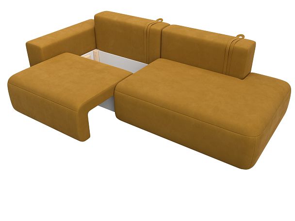 Диван прямой Лига-036 НПБ Модерн подлокотник слева Велюр желтый - Вид 7