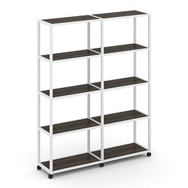 Shelf Mobile Стеллаж 5 уровней 2 секции VR.LT-STK-511.06 Дуб Мали/Металл Белый 1170*400*2000 - Фото предпросмотра