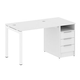 Metal System Quattro Р. ст. с тумбой на П-образном м/к 50БП.РС-СТП-1.1 Белый/Белый металл 1412*720*750 - Фото предпросмотра