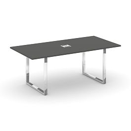 Style Project Direct Lux Стол переговорный M-SN-6O.SPRG-198 Антрацит/Нержавеющая Сталь/Хром 1980*980*25 - Фото предпросмотра