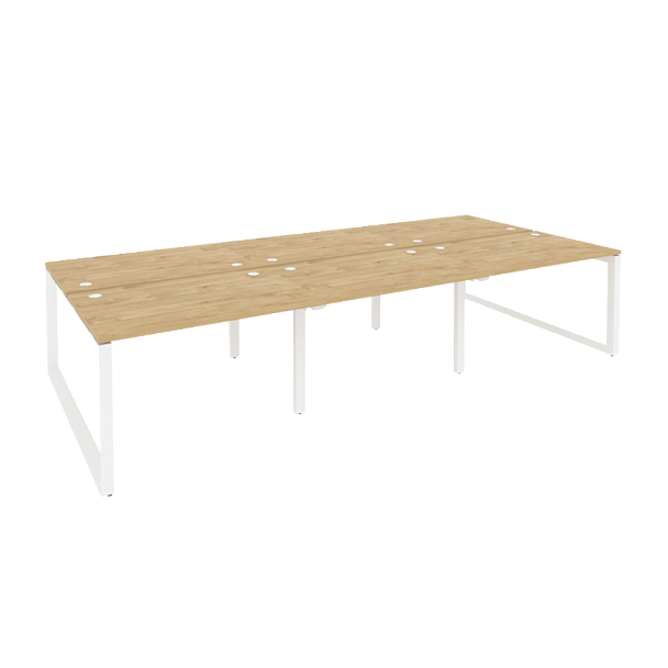 Onix Рабочая станция на О-образном м/к O.MO-D.RS-6.2.8 Тиквуд светлый/Белый металл 3540*1635*750 - Вид 1