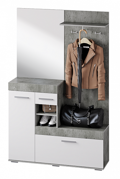 Прихожая "Инстайл" метрополитан грей/белый глянец (замена цвета) - Вид 1