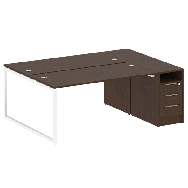 Metal System Quattro Р. ст. с тумбой на О-образном м/к 40БО.РС-СТП-2.4 Венге/Белый металл 2012*1475*750 - Вид 1