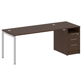 Metal System Quattro Р. ст. с тумбой на П-образном м/к 40БП.РС-СТП-1.4 Венге/Серый металл 2012*720*750 - Фото предпросмотра