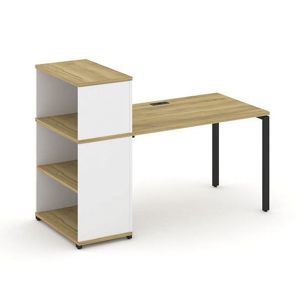 Concept Стол рабочий с опорным стеллажом с надставкой низ. CN.SP-210 Дуб Винченцо/Белый Бриллиант/Металл Черный 1600*720*1140 - Вид 1
