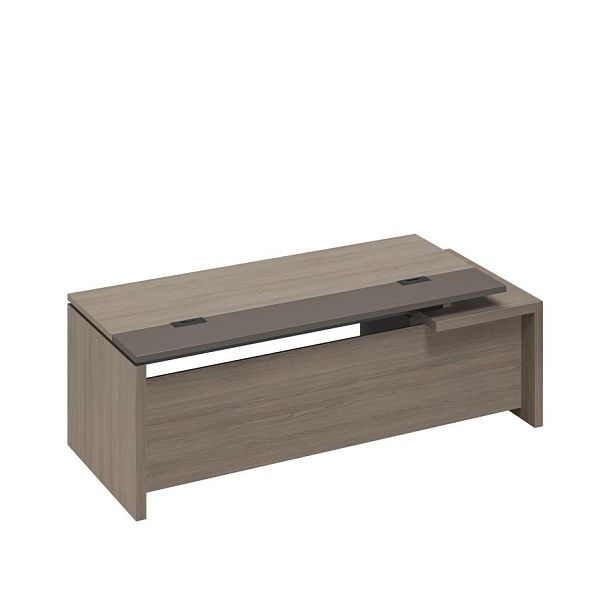 Стол руководителя с кабель-каналами с тумбой подвесной 2-ящичной с замком левый U.RUS РС 115 ДЧ/ЛС дуб виченца/лава серая - Вид 1