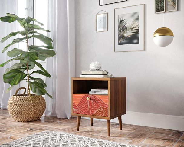 Тумбочка Berber с одним ящиком 49 принт арт BB06/Print_49, разноцветная - Вид 3