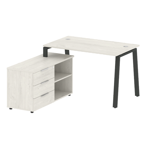 Metal System Р. ст. с тумбой на А-образном м/к БА.РС-СТС-2.2 (L) Дуб наварра/Антрацит металл 1300*1520*750 - Вид 1