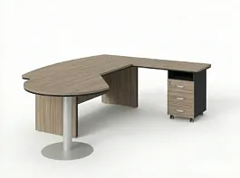 BRL RB073-215x200R Стол рук-ля R угловой с брифингом и тумбой 3 ящика 2150х2000х760 Шорвуд/Черный - Фото предпросмотра