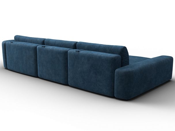 Диван угловой Лига-066 НПБ Лонг угол левый Велюр синий - Вид 5