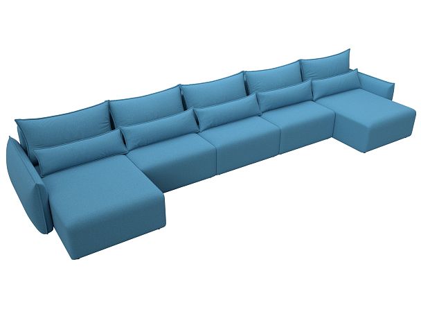 Диван п-образный Лига-051 НПБ МегаЛонг Рогожка голубой - Вид 6